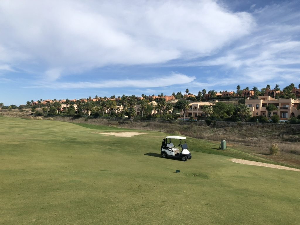 Golf cart with resort view