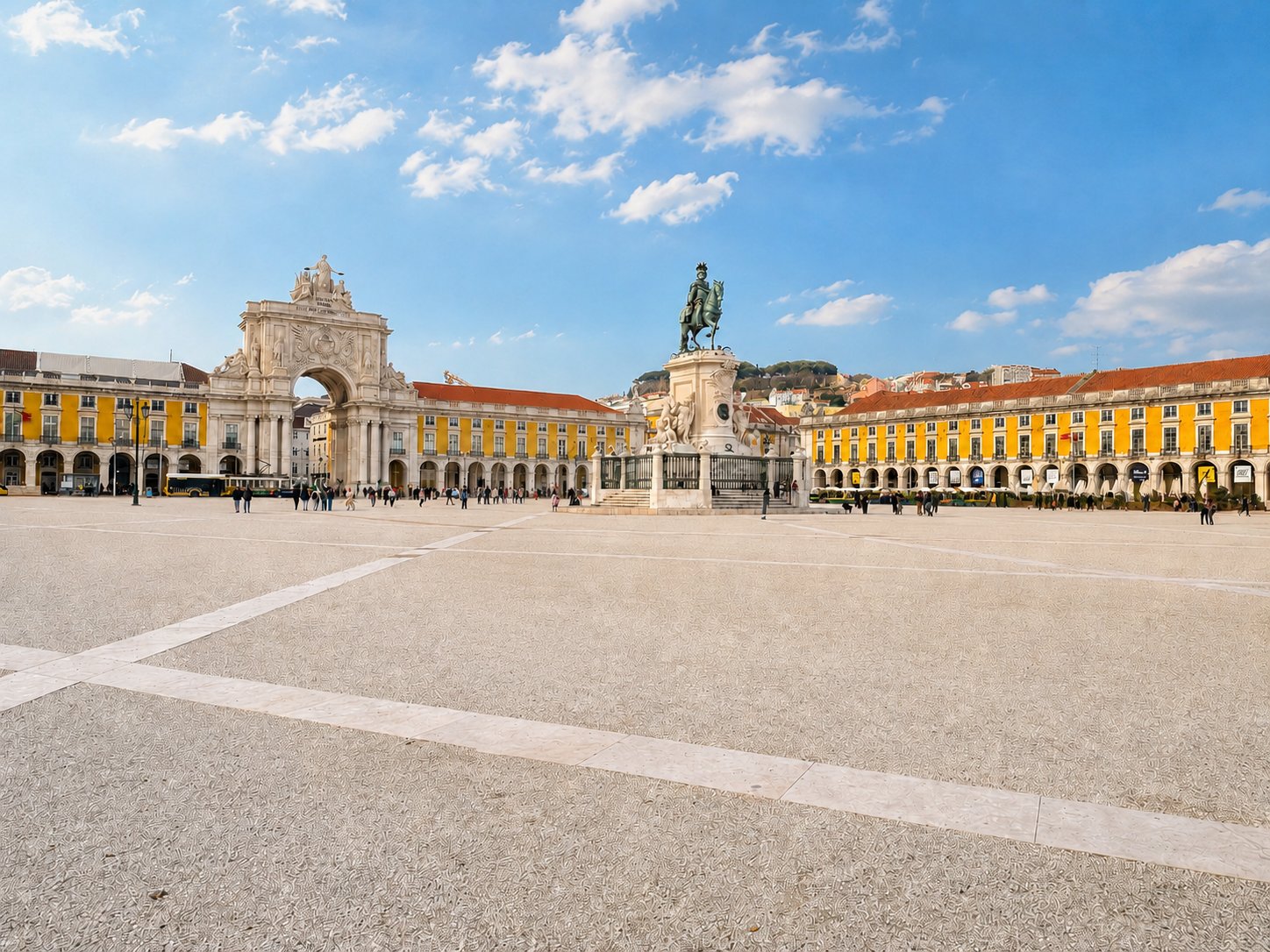Praça do Comércio riverside square in Lisbon, about 20 minutes from the villa