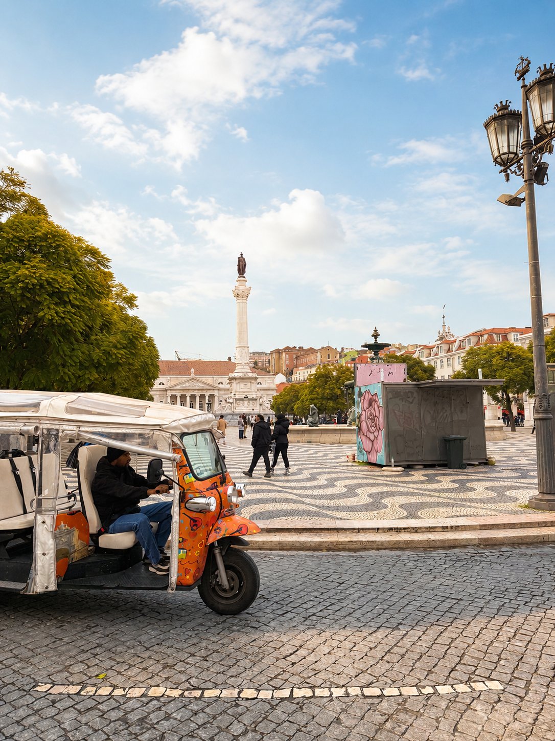 Tuk-tuk on Rossio square in Lisbon
